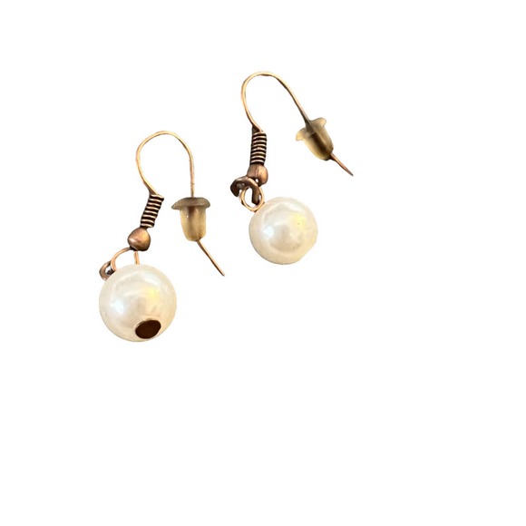 Small Pearl Type Dangle Drop Ball Earrings - Picture 3 of 4